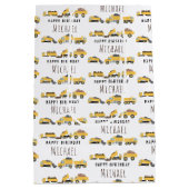 かわいいダンプトラック建築トラック名前をカスタムする ミディアムペーパーバッグ (裏面)