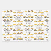 かわいいダンプトラック建築トラック名前をカスタムする ラッピングペーパーシート (正面3)