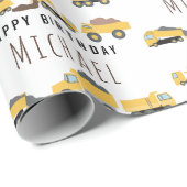 かわいいダンプトラック建築トラック名前をカスタムする ラッピングペーパー (ロールコーナー)