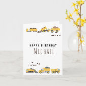 かわいいダンプトラック建築トラック誕生日 カード (黄色い花)