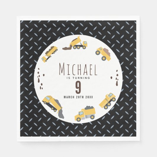 かわいいダンプトラック建築トラック誕生日 スタンダードランチョンナプキン (正面)