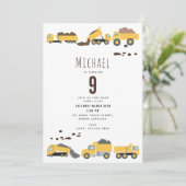 かわいいダンプトラック建築トラック誕生日 招待状 (スタンド正面)