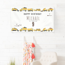 かわいいダンプトラック建築トラック誕生日 横断幕
