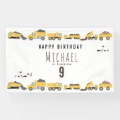 かわいいダンプトラック建築トラック誕生日 横断幕 (横)