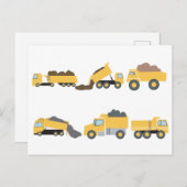 かわいいダンプトラック建築トラック シーズンポストカード (正面/裏面)