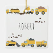 かわいいダンプトラック建築トラック セラミックオーナメント (裏面)