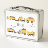 かわいいダンプトラック建築トラック メタルランチボックス (裏面)