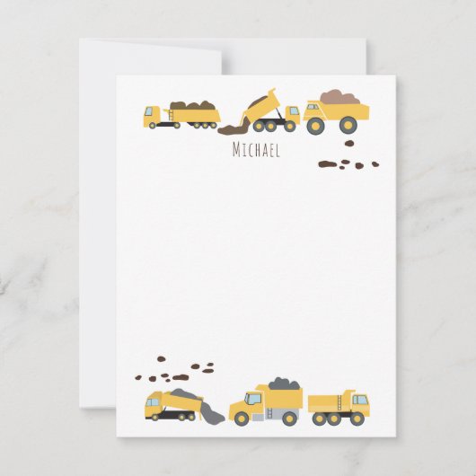 かわいいダンプトラック建設トラック子供 ノートカード (正面)