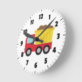 かわいいダンプトラック、建築車、ボーイズルーム ラウンド壁時計 (傾斜)