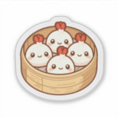 かわいいダンプリング竹籠アート シール (正面)