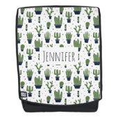 かわいいダークグリーンサボテン砂漠のパターン バックパック (正面)