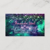 かわいいダークパープルグリーンフェイクグリッター 名刺 (裏面)