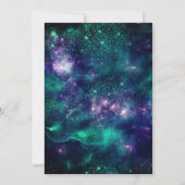 かわいいダークパープルグリーンフェイクグリッター 招待状 (裏面)