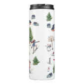 かわいいダークレッドアルパインスキーロッジ冬のクリスマス タンブラー (裏面)