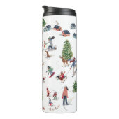 かわいいダークレッドアルパインスキーロッジ冬のクリスマス タンブラー (回転右)