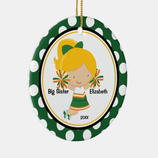 かわいいチアリーダーの姉のクリスマスのオーナメント セラミックオーナメント (右)