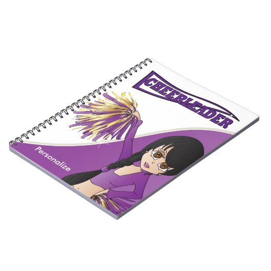 かわいいチアリーダーの少女 | DIY名 | パープル ノートブック (左側)
