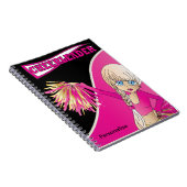 かわいいチアリーダーの少女 | DIY名 |ピンクのノートブック ノートブック (右側)