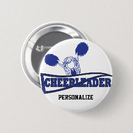 かわいいチアリーダーの少女 | DIY名 |濃い青 缶バッジ