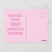 かわいいチアリーダーガール カスタムピンク バースデーパーティー ポストカード (裏面)