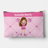 かわいいチアリーダーピンクハートパーソナライズされた応援 アクセサリーポーチ (裏面)