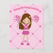 かわいいチアリーダー オーダーメイド ピンクの誕生日ガール ポストカード (正面)