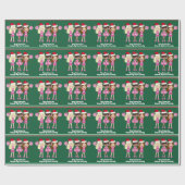 かわいいチアリーティングスクワッドグリーンカスタムクリスマス ラッピングペーパー (フラット)