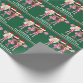 かわいいチアリーティングスクワッドグリーンカスタムクリスマス ラッピングペーパー (角)