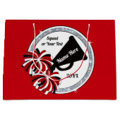 かわいいチアリーティング抱き枕、赤、白、黒 ラージペーパーバッグ (正面)