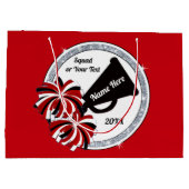 かわいいチアリーティング抱き枕、赤、白、黒 ラージペーパーバッグ (裏面)