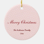 かわいいチェシャーキャットフローラリースピンククリスマス セラミックオーナメント (裏面)