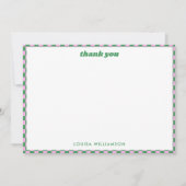 かわいいチェッカーボードピンクグリーン21歳の誕生日パーティー サンキューカード (正面)