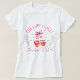 かわいいチェリーピンクとホワイトのグラフィックTシャツ Tシャツ