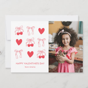 かわいいチェリー コケッタ リボン 赤 バレンタインデー フォト シーズンカード