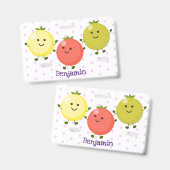 かわいいチェリー トマトの漫画イラスト バッジ (正面＆裏面)