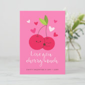 かわいいチェリー ラブハーツ バレンタインデー シーズンカード (スタンド正面)