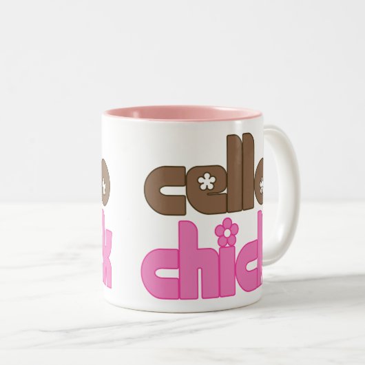 かわいいチェロのひよこのマグ ツートーンマグカップ (正面右)