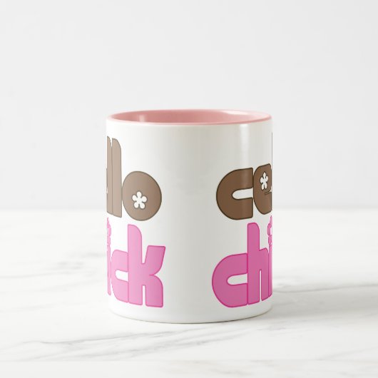 かわいいチェロのひよこのマグ ツートーンマグカップ (中央)