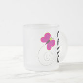 かわいいチェロの蝶音楽デザイン フロストグラスマグカップ (正面右)