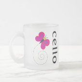 かわいいチェロの蝶音楽デザイン フロストグラスマグカップ (左)