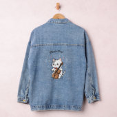 かわいいチェロ猫ミュージシャン デニムジャケット (ハンガー)