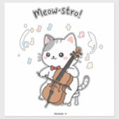 かわいいチェロ 猫 ミュージシャン シール (シート)