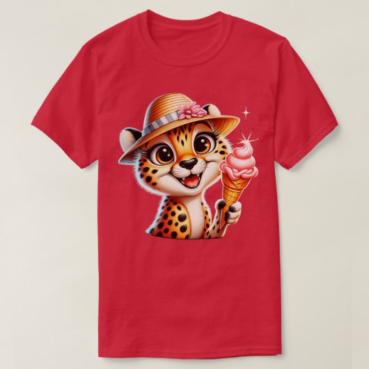かわいいチエータヒョウのアイスクリーム夏の雰囲気2 Tシャツ (デザイン正面)