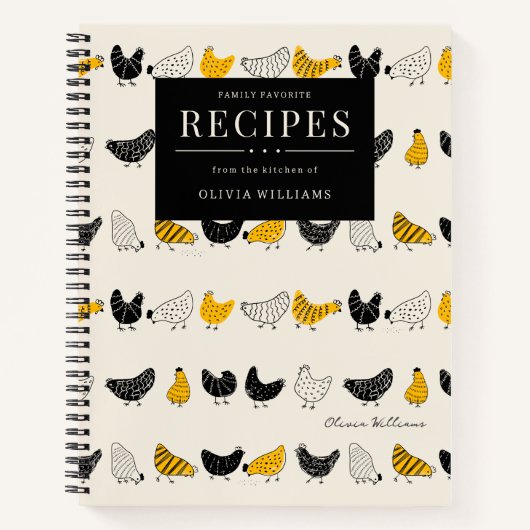 かわいいチキンお気に入りのレシピ家族の写真 ノートブック (正面)