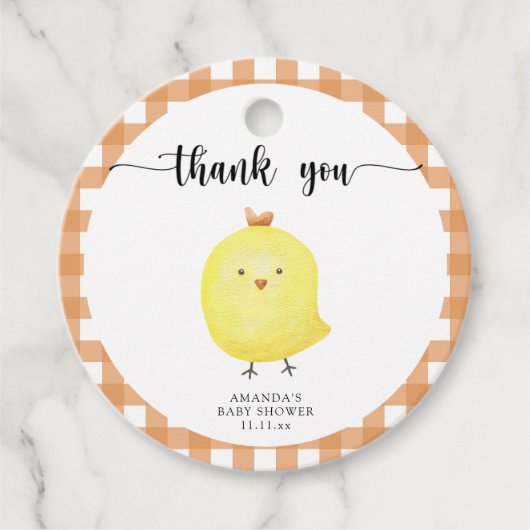 かわいいチキンの赤ちゃん感謝していシャワーあなた フェイバータグ (正面)
