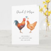 かわいいチキンカップルがあなたを永遠に愛する カード (黄色い花)