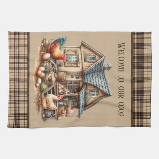 かわいいチキンクープの国の愛好家 キッチンタオル (横)