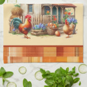 かわいいチキンコープウェルカムアドイン文字 キッチンタオル (折り畳み)