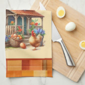 かわいいチキンコープウェルカムアドイン文字 キッチンタオル (四つ折り)