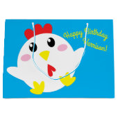 かわいいチキンファームキッズ1st誕生日パーティー ラージペーパーバッグ (正面)